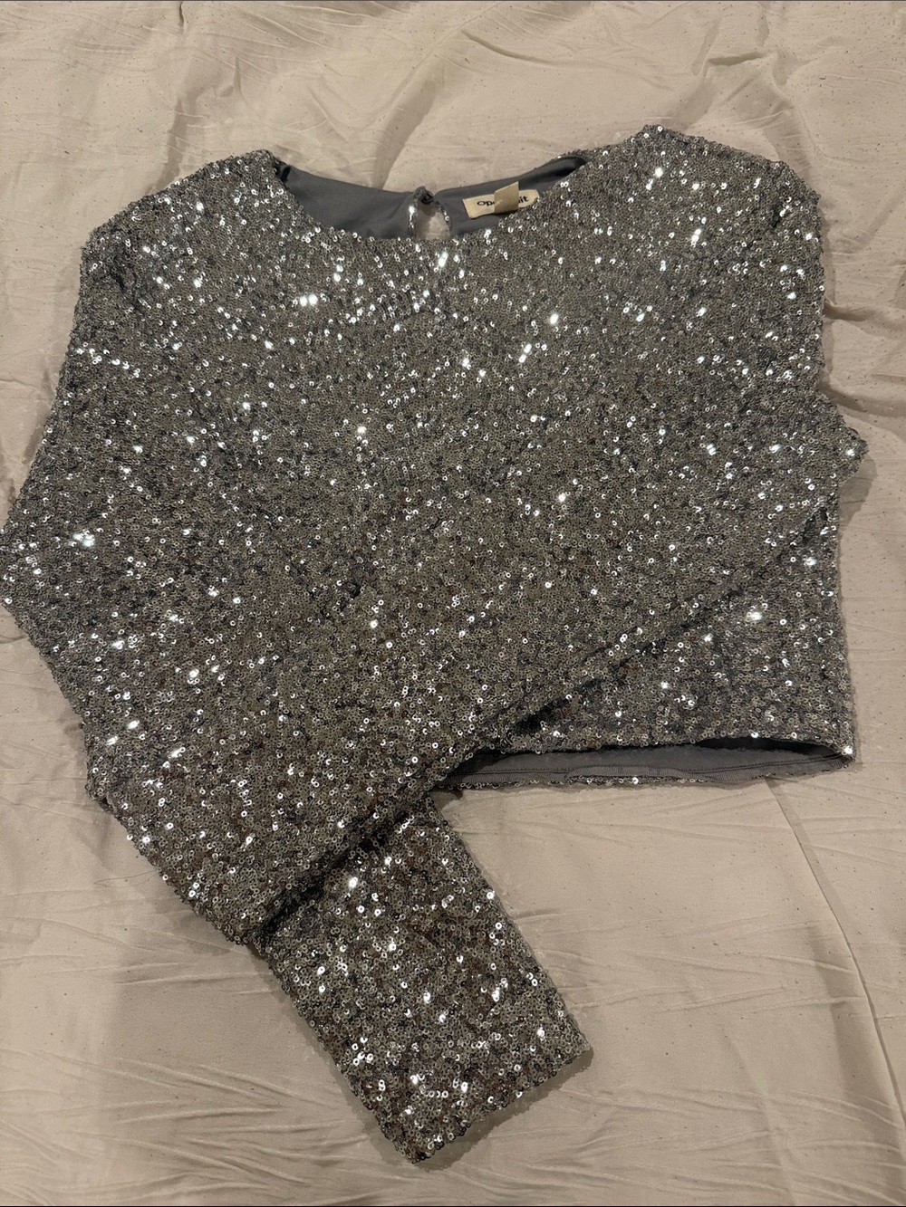 Girls' Silver Sequin Cropped Sweatshirt - Brand: Unknown